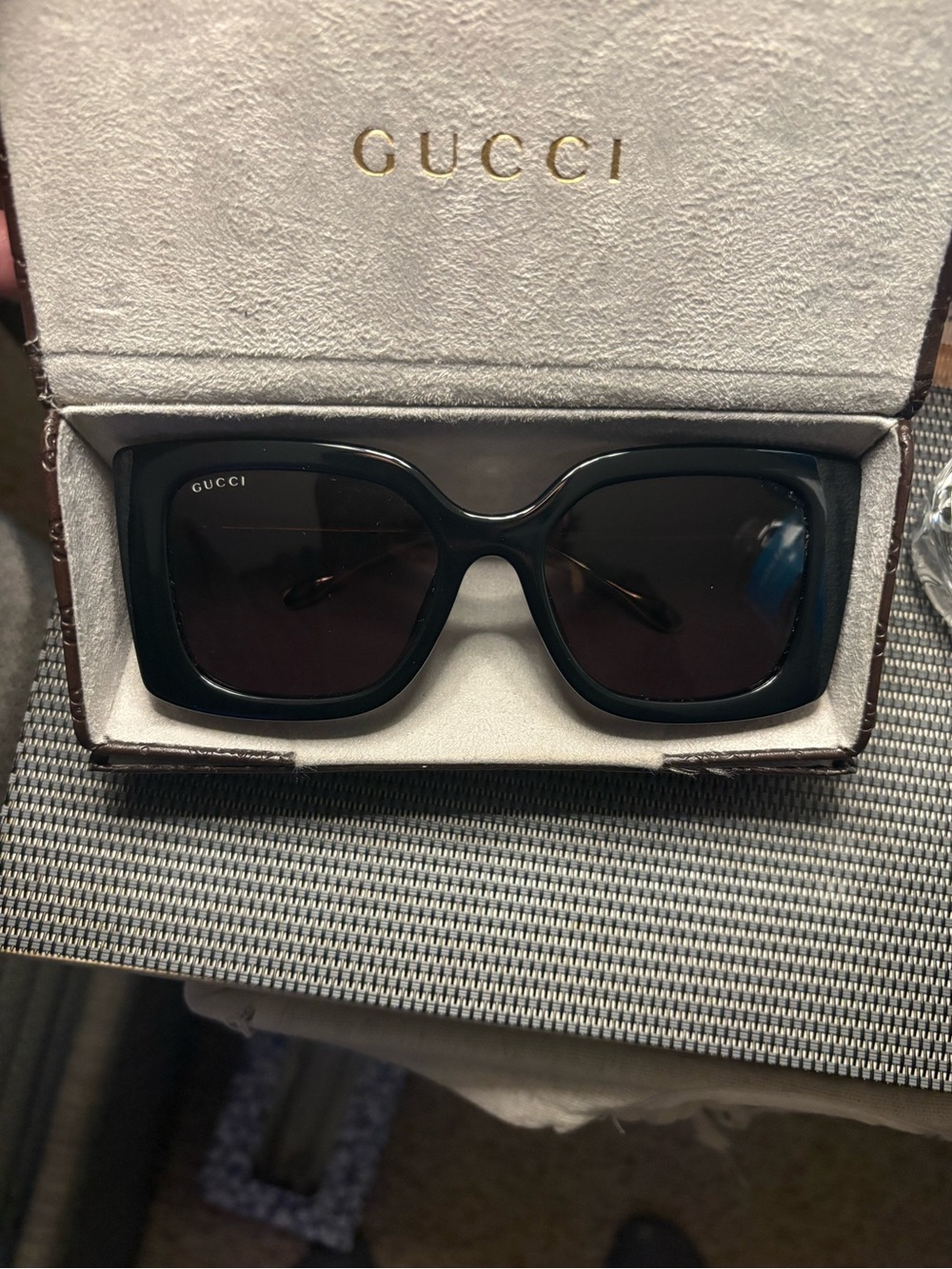 Gucci Women's Black Square Sunglasses with Dark Lenses